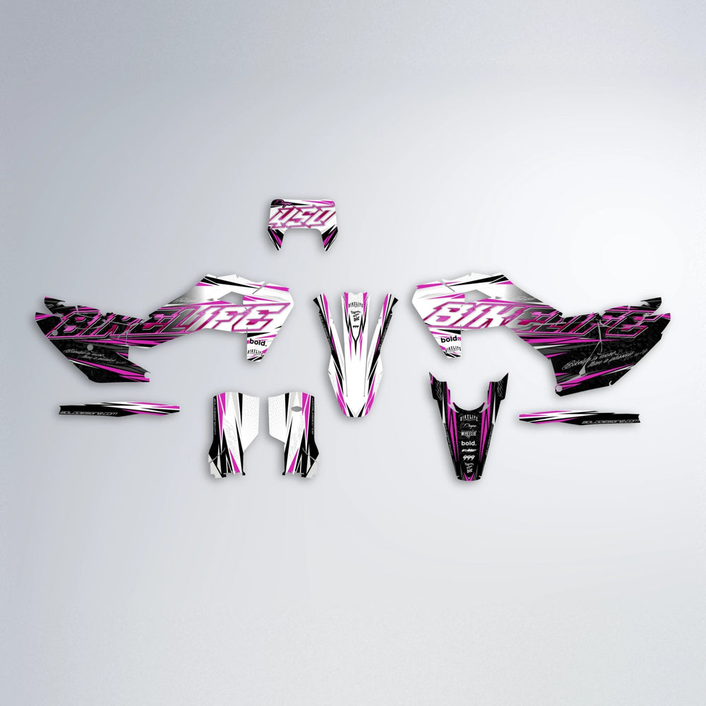 DEEPE V2 Husqvarna FE/TE graphics kit parts layout in Pink
