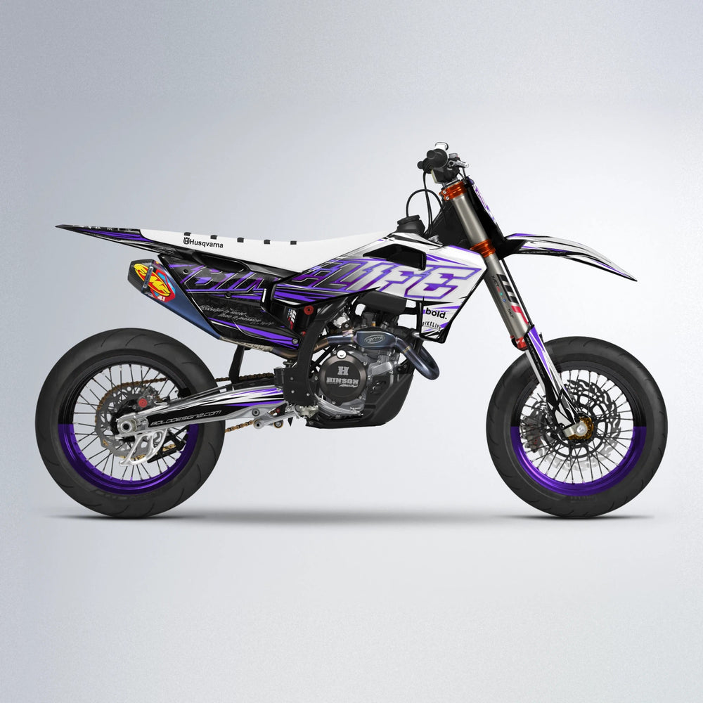 DEEPE V2 Husqvarna FE/TE supermoto graphics kit in Purple