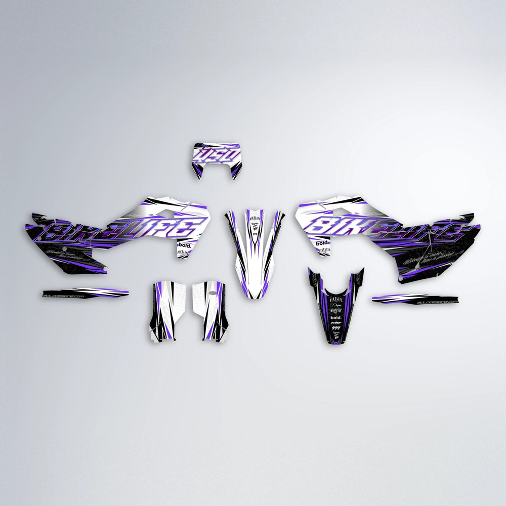 DEEPE V2 Husqvarna FE/TE graphics kit parts layout in Purple