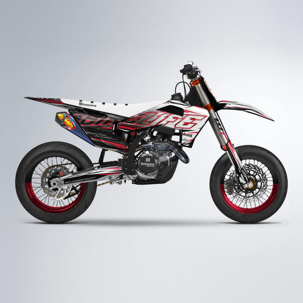 DEEPE V2 Husqvarna FE/TE supermoto graphics kit in Red