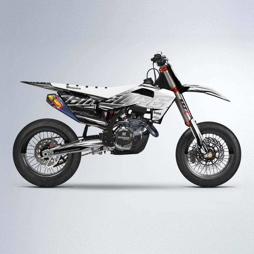 DEEPE V2 Husqvarna FE/TE supermoto graphics kit in White
