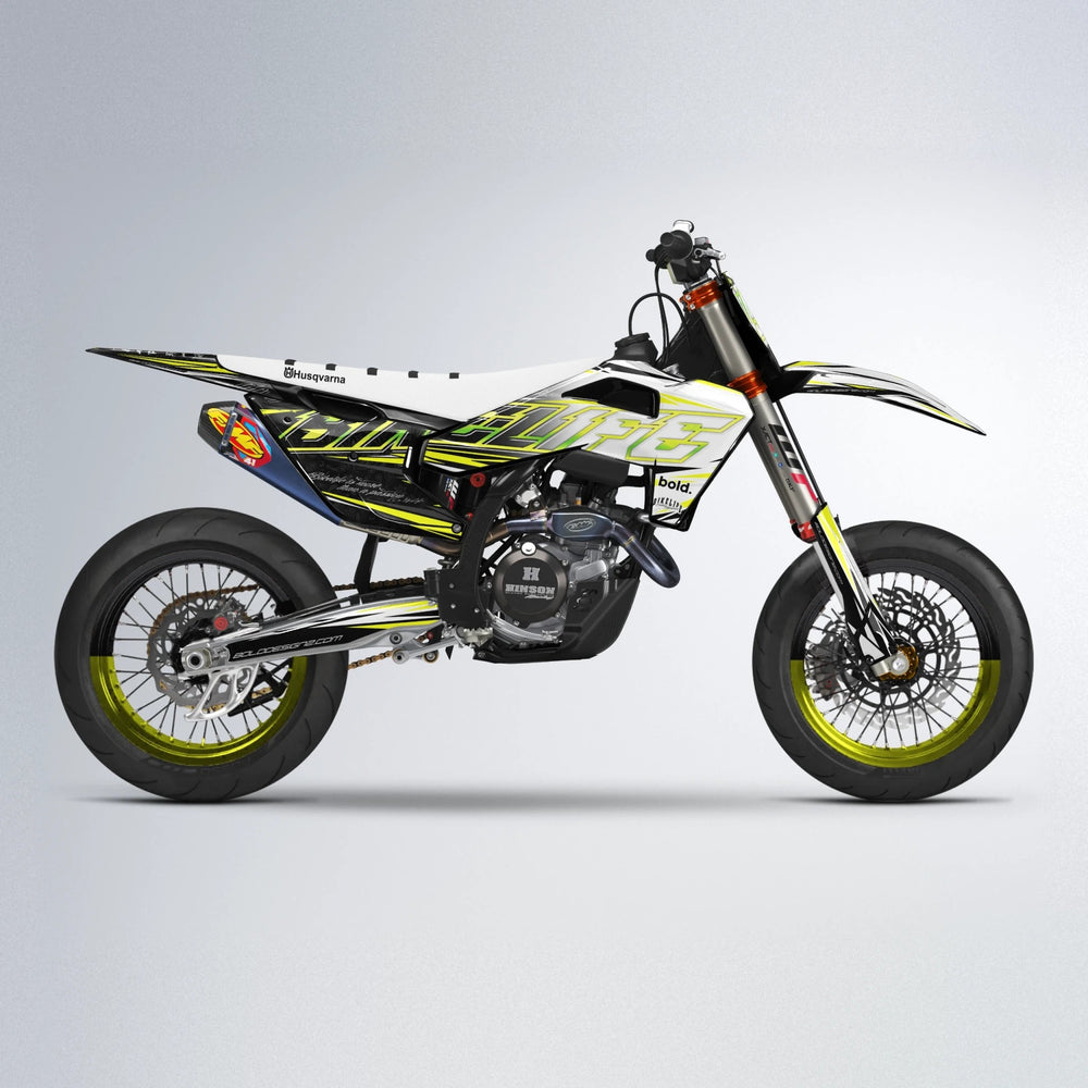 DEEPE V2 Husqvarna FE/TE supermoto graphics kit in Yellow