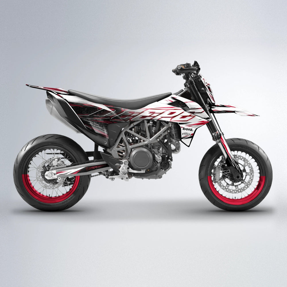 DEEPE V2 KTM SMC 690 supermoto graphics kit in Black & Red