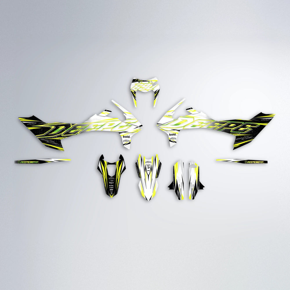 DEEPE V2 KTM SMC 690 graphics kit parts layout in Custom Colour