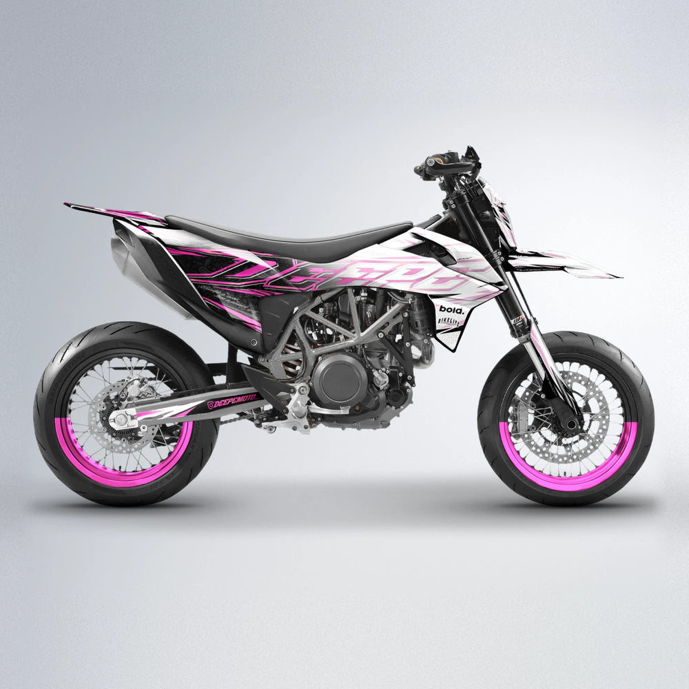 DEEPE V2 KTM SMC 690 supermoto graphics kit in Flamingo