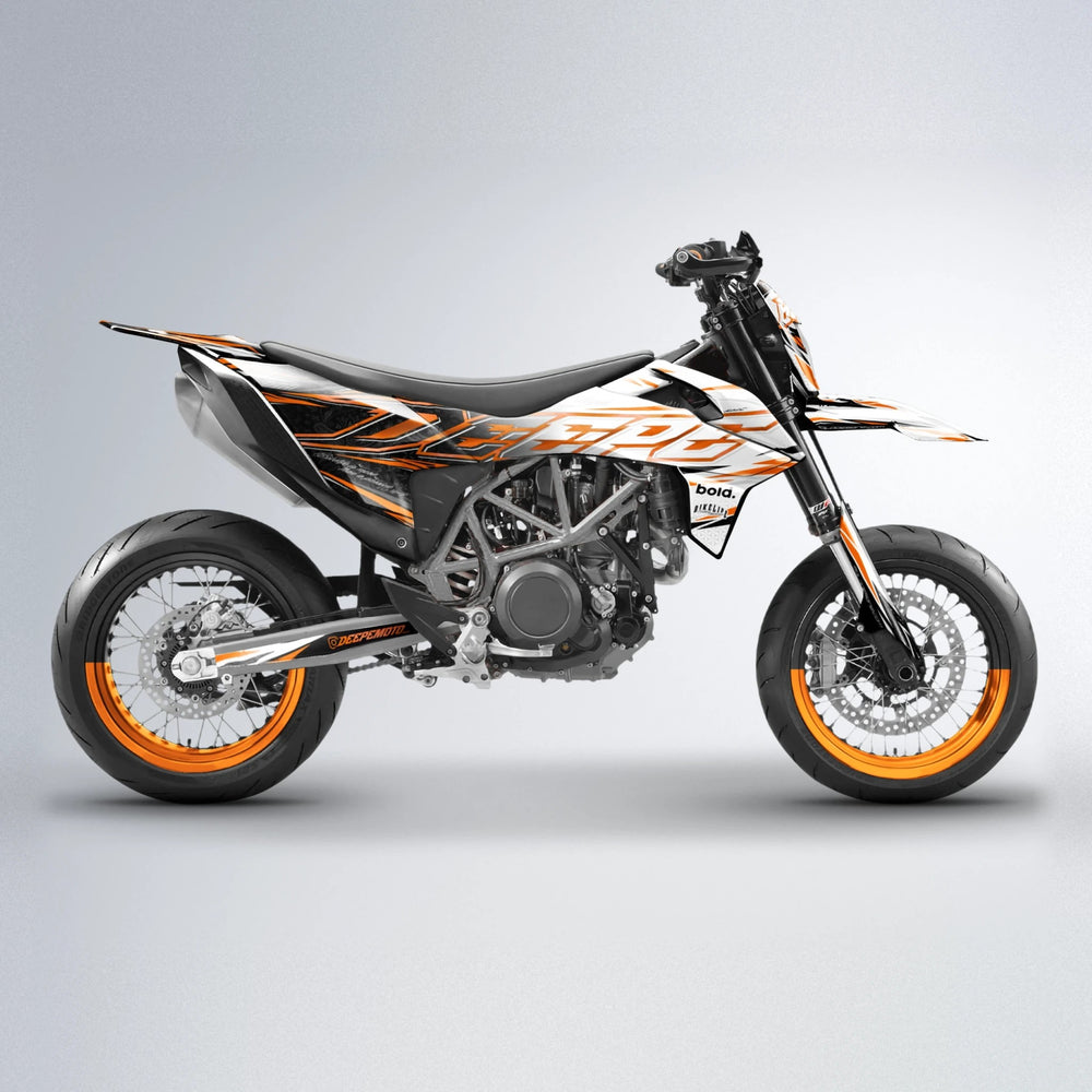 DEEPE V2 KTM SMC 690 supermoto graphics kit in Orange