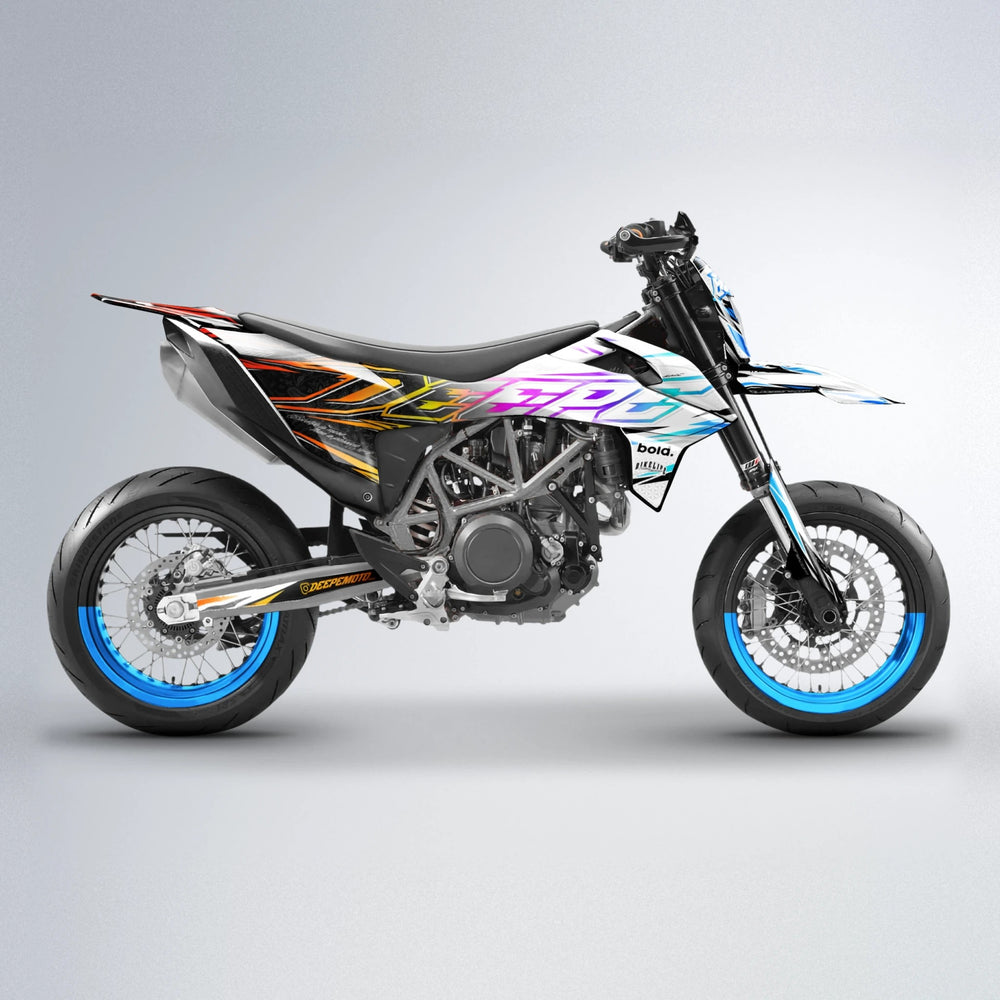 DEEPE V2 KTM SMC 690 supermoto graphics kit in Sunset Fade
