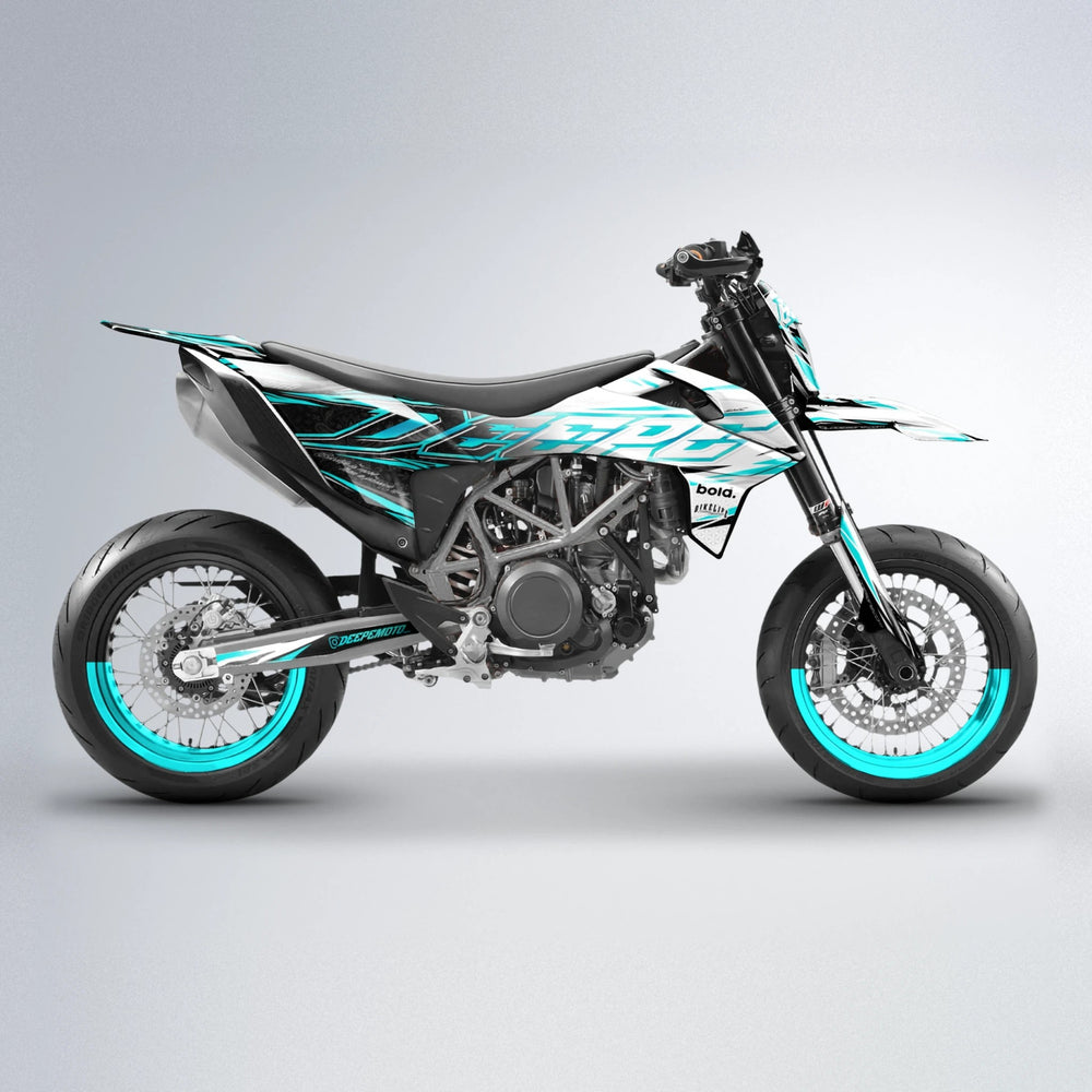 DEEPE V2 KTM SMC 690 supermoto graphics kit in Teal