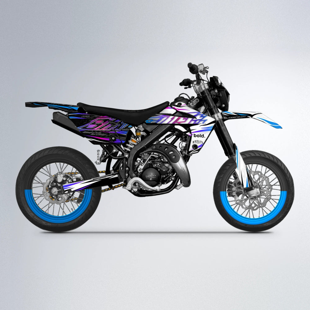 DEEPE V2 Rieju MRT supermoto graphics kit in Blue Purple Fade