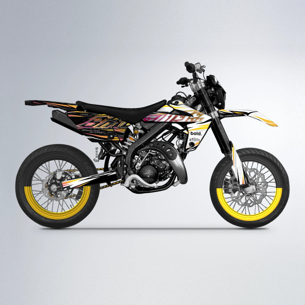 DEEPE V2 Rieju MRT supermoto graphics kit in Pink & Yellow