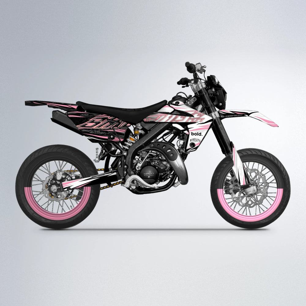 DEEPE V2 Rieju MRT supermoto graphics kit in Sakura Pink