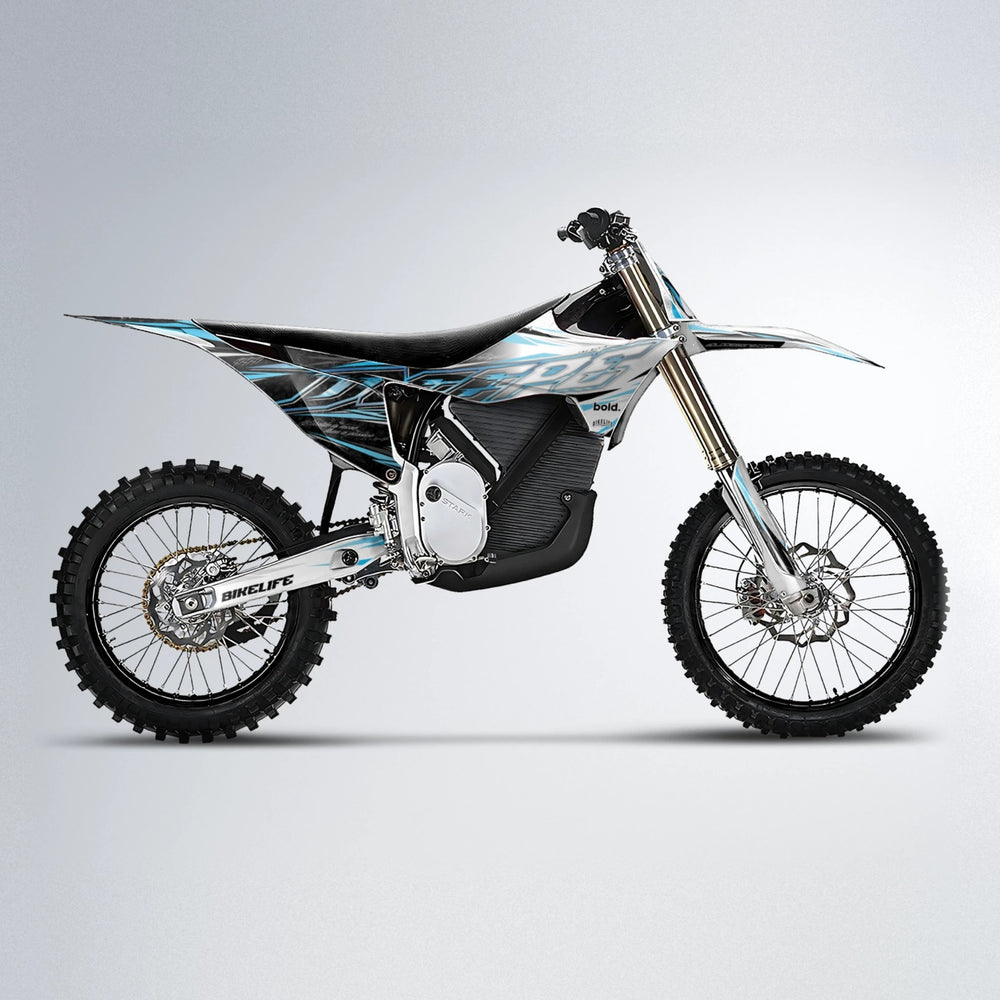 DEEPE V2 Stark Varg MX motocross graphics kit in Light Blue & White