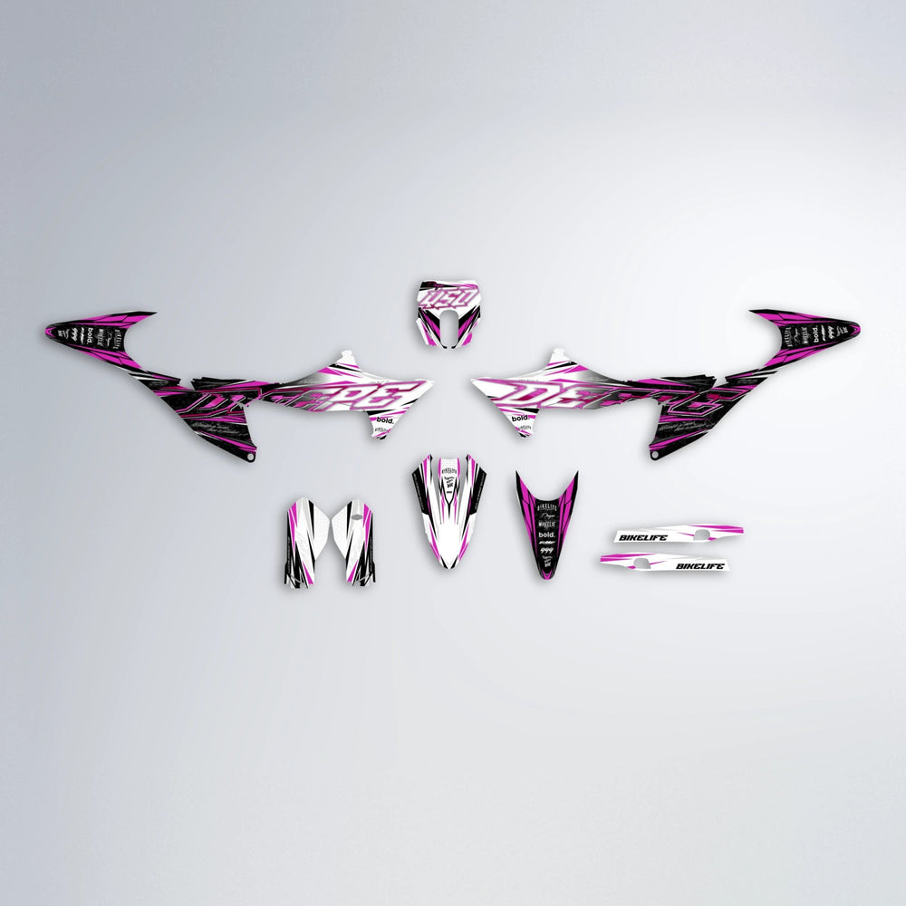DEEPE V2 Stark Varg MX graphics kit parts layout in Pink