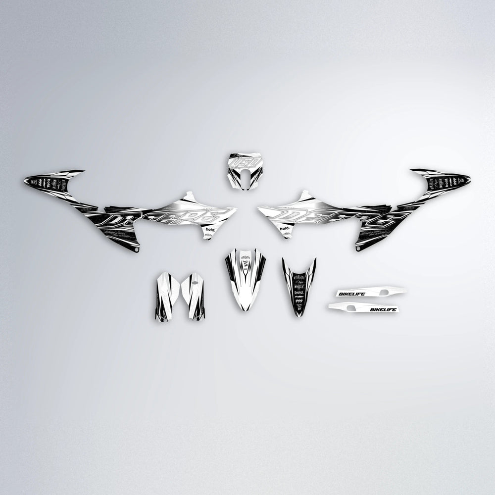 DEEPE V2 Stark Varg MX graphics kit parts layout in White