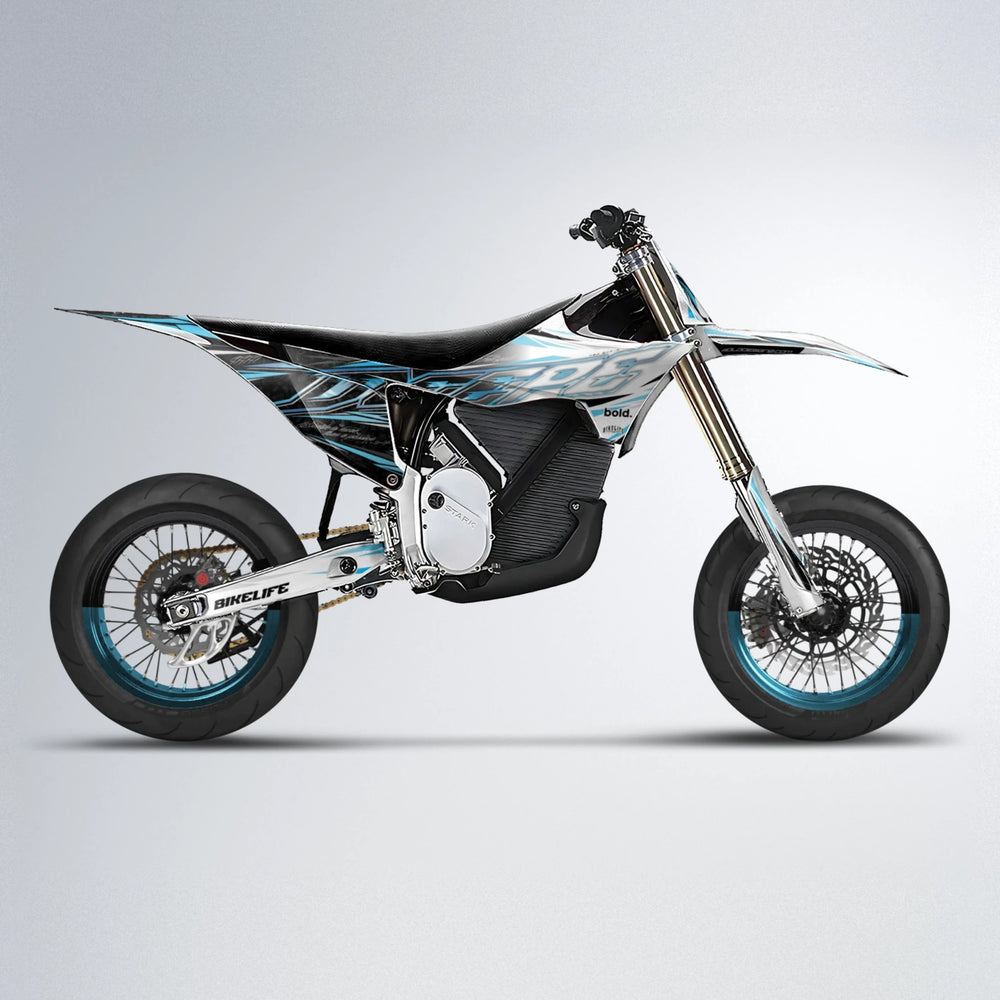 DEEPE V2 Stark Varg SM supermoto graphics kit in Light Blue & White