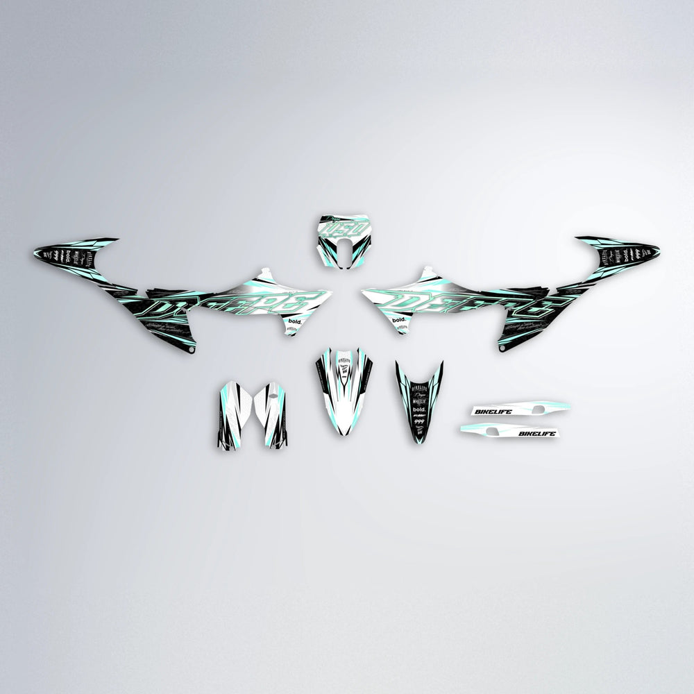 DEEPE V2 Stark Varg SM graphics kit parts layout in Mint