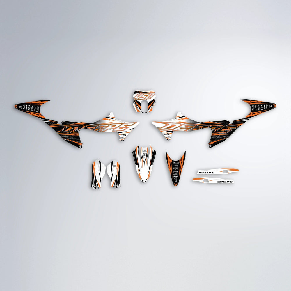 DEEPE V2 Stark Varg SM graphics kit parts layout in Orange