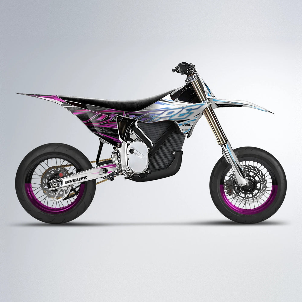 DEEPE V2 Stark Varg SM supermoto graphics kit in Pink & Light Blue