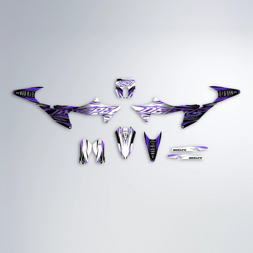 DEEPE V2 Stark Varg SM graphics kit parts layout in Purple