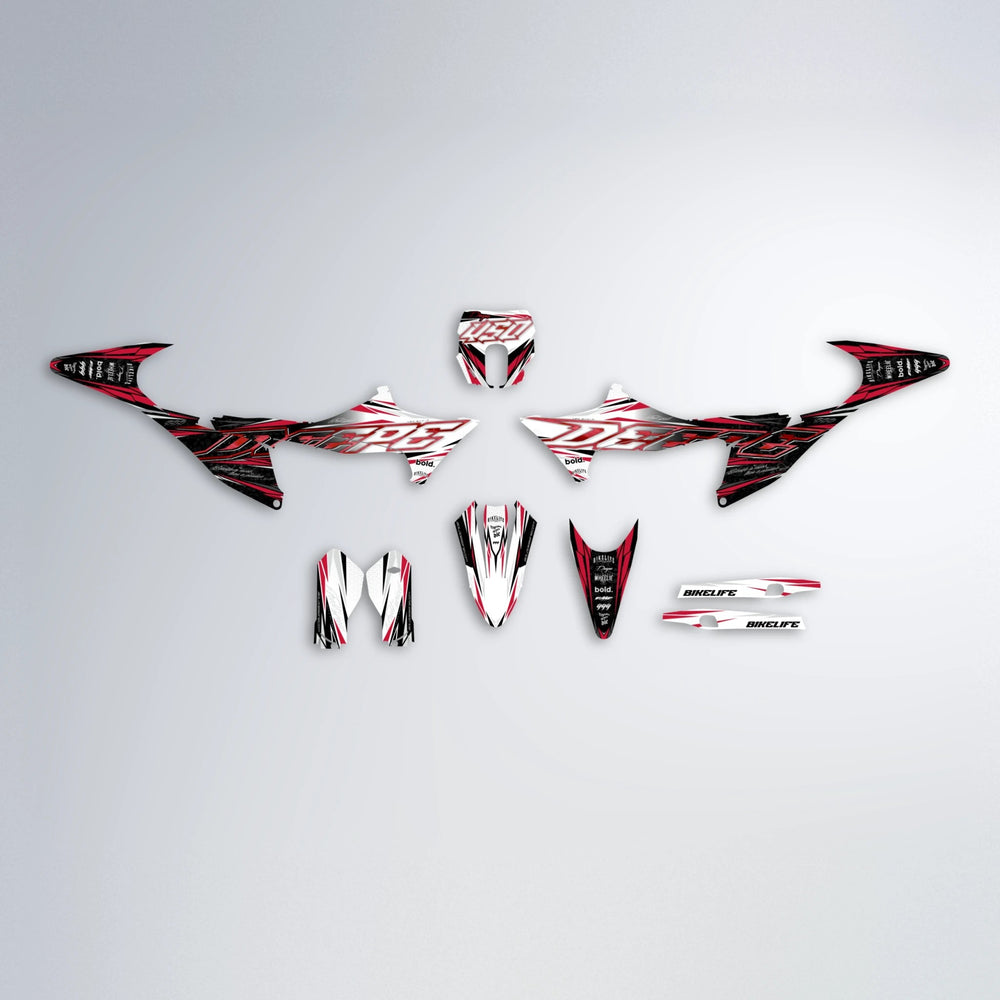 DEEPE V2 Stark Varg SM graphics kit parts layout in Red