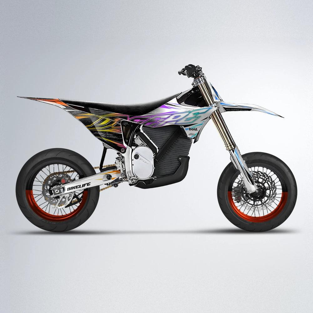 DEEPE V2 Stark Varg SM supermoto graphics kit in Sunset Fade