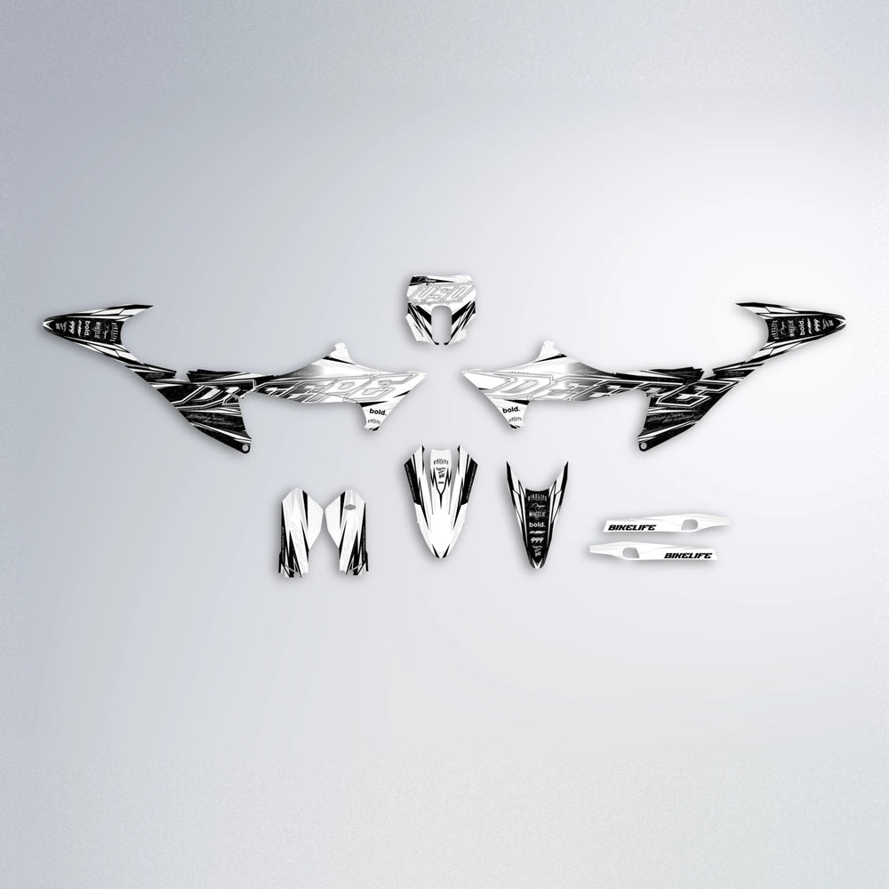 DEEPE V2 Stark Varg SM graphics kit parts layout in White