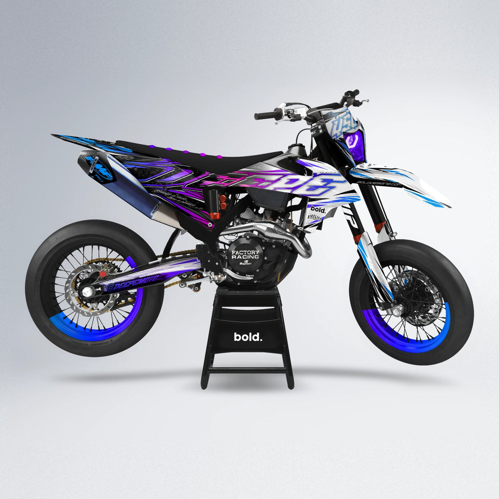 DEEPE V2 supermoto graphics kit in Blue Purple Fade