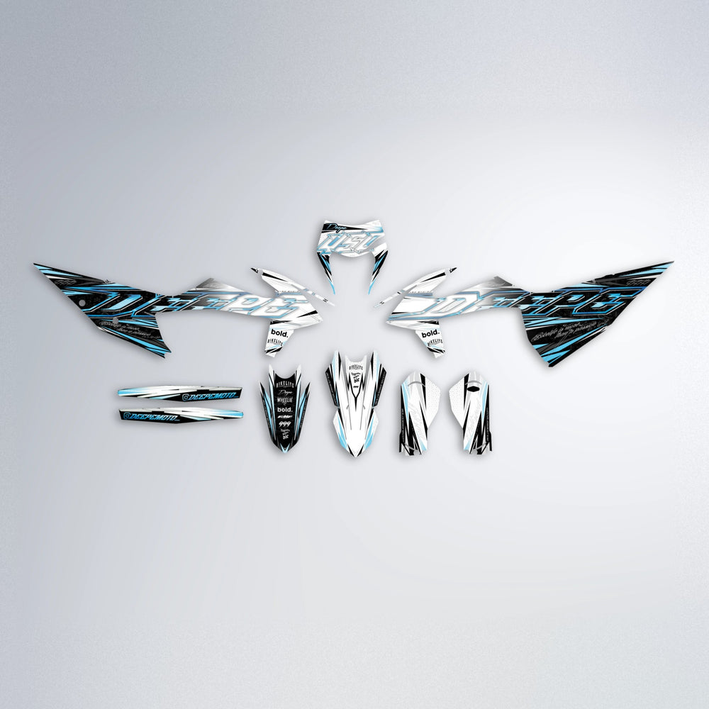 DEEPE V2 graphics kit parts layout in Light Blue & White
