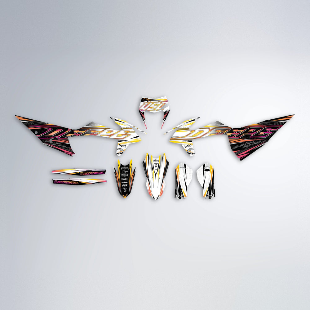 DEEPE V2 graphics kit parts layout in Pink & Yellow