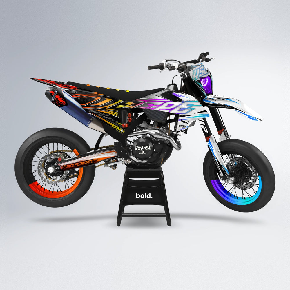 DEEPE V2 supermoto graphics kit in Sunset Fade