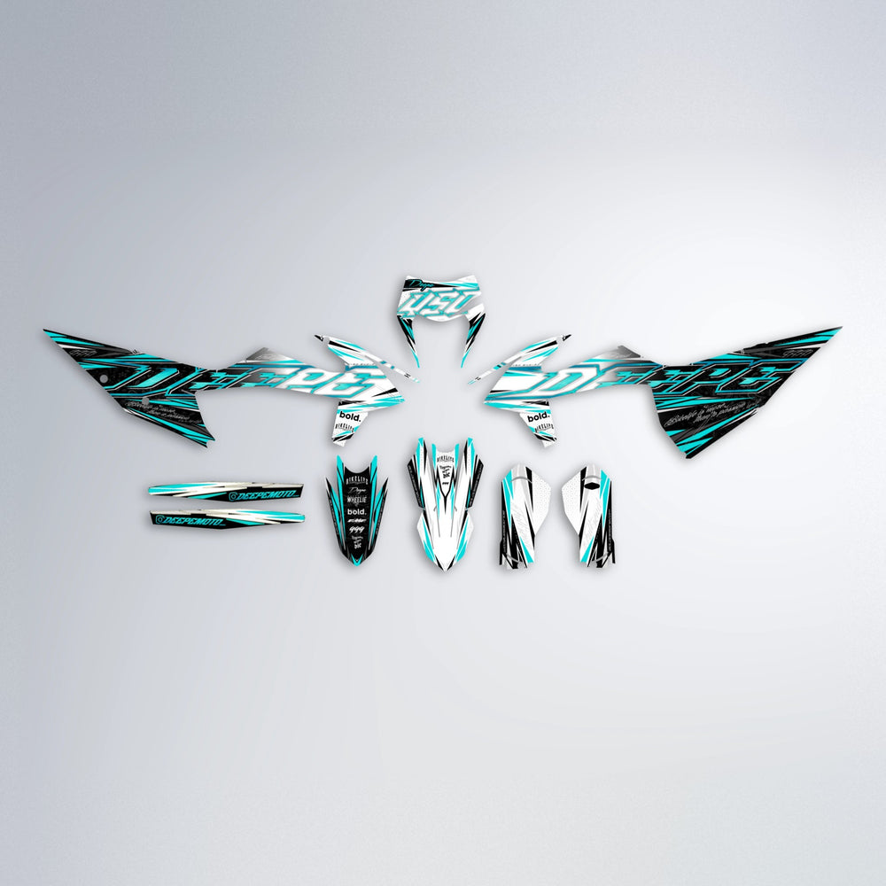 DEEPE V2 graphics kit parts layout in Teal