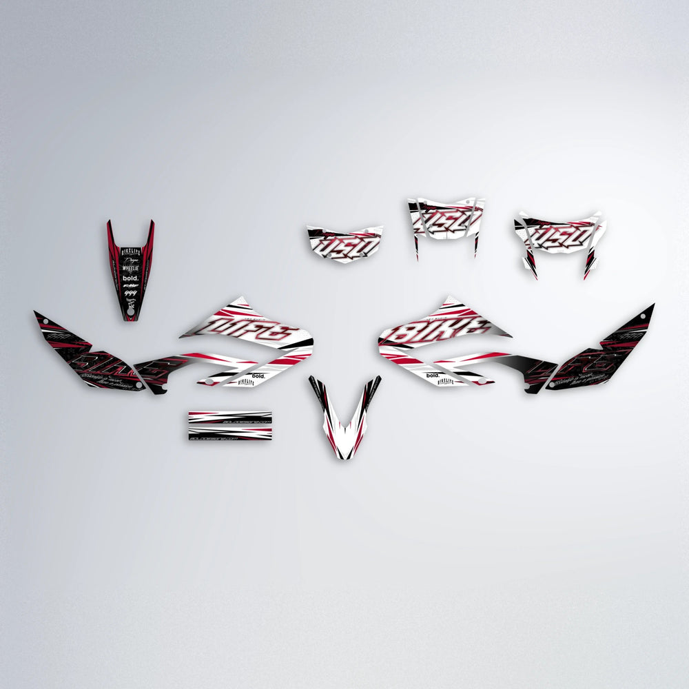 DEEPE V2 Yamaha WR 125X graphics kit parts layout in Black & Red