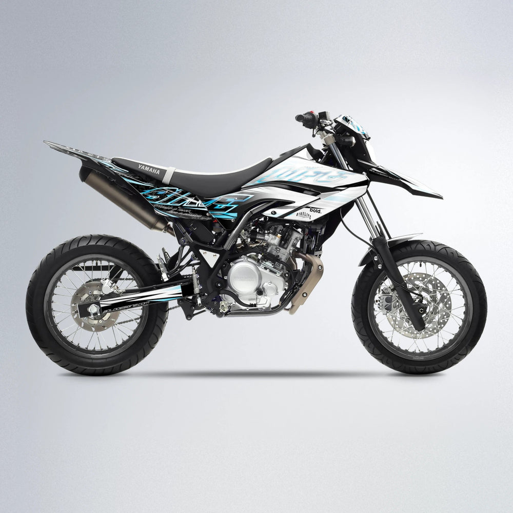 DEEPE V2 Yamaha WR 125X supermoto graphics kit in Light Blue & White