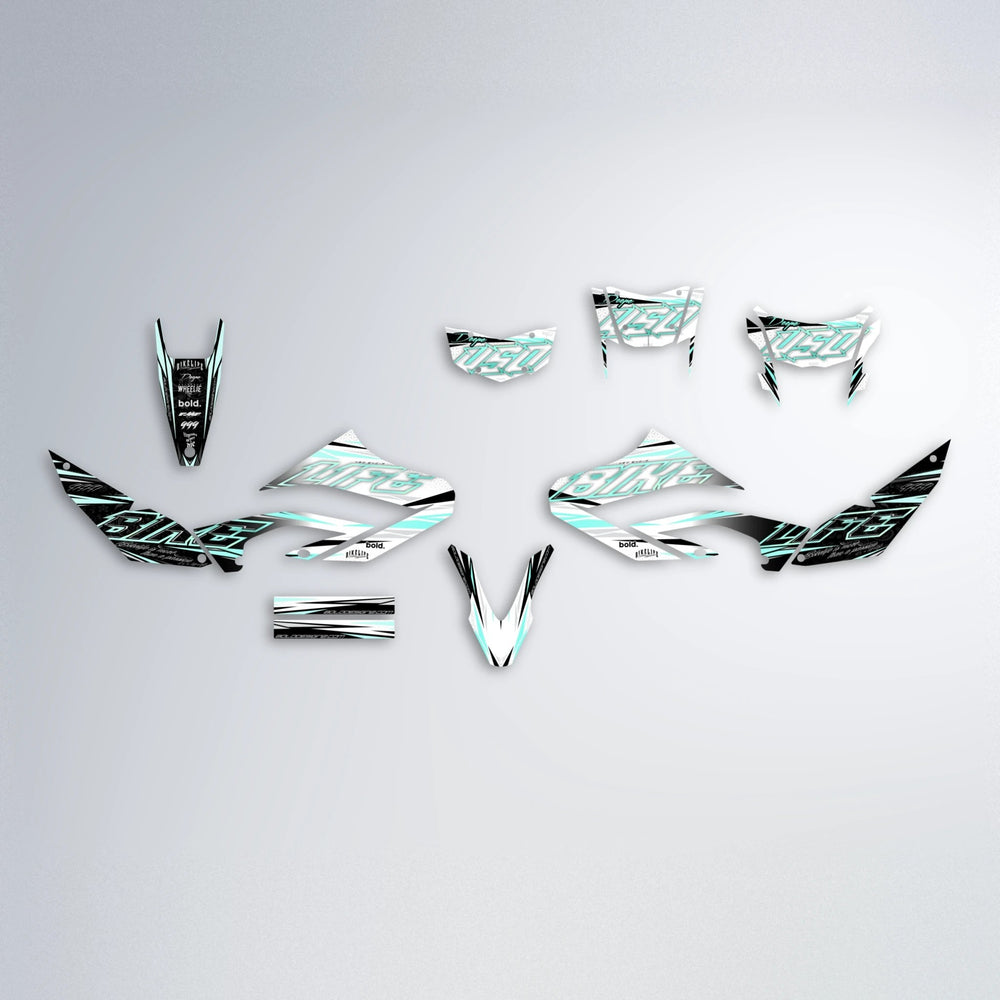DEEPE V2 Yamaha WR 125X graphics kit parts layout in Mint