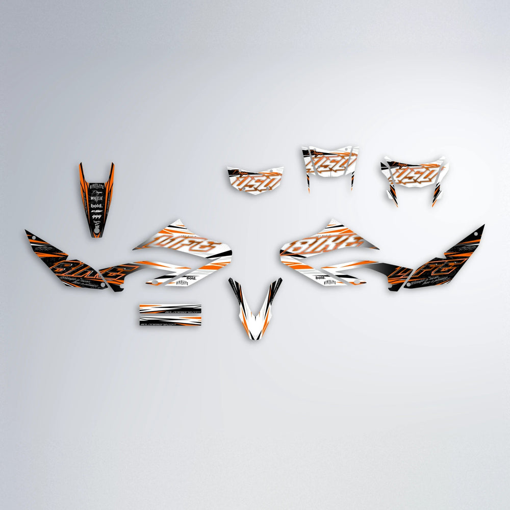 DEEPE V2 Yamaha WR 125X graphics kit parts layout in Orange