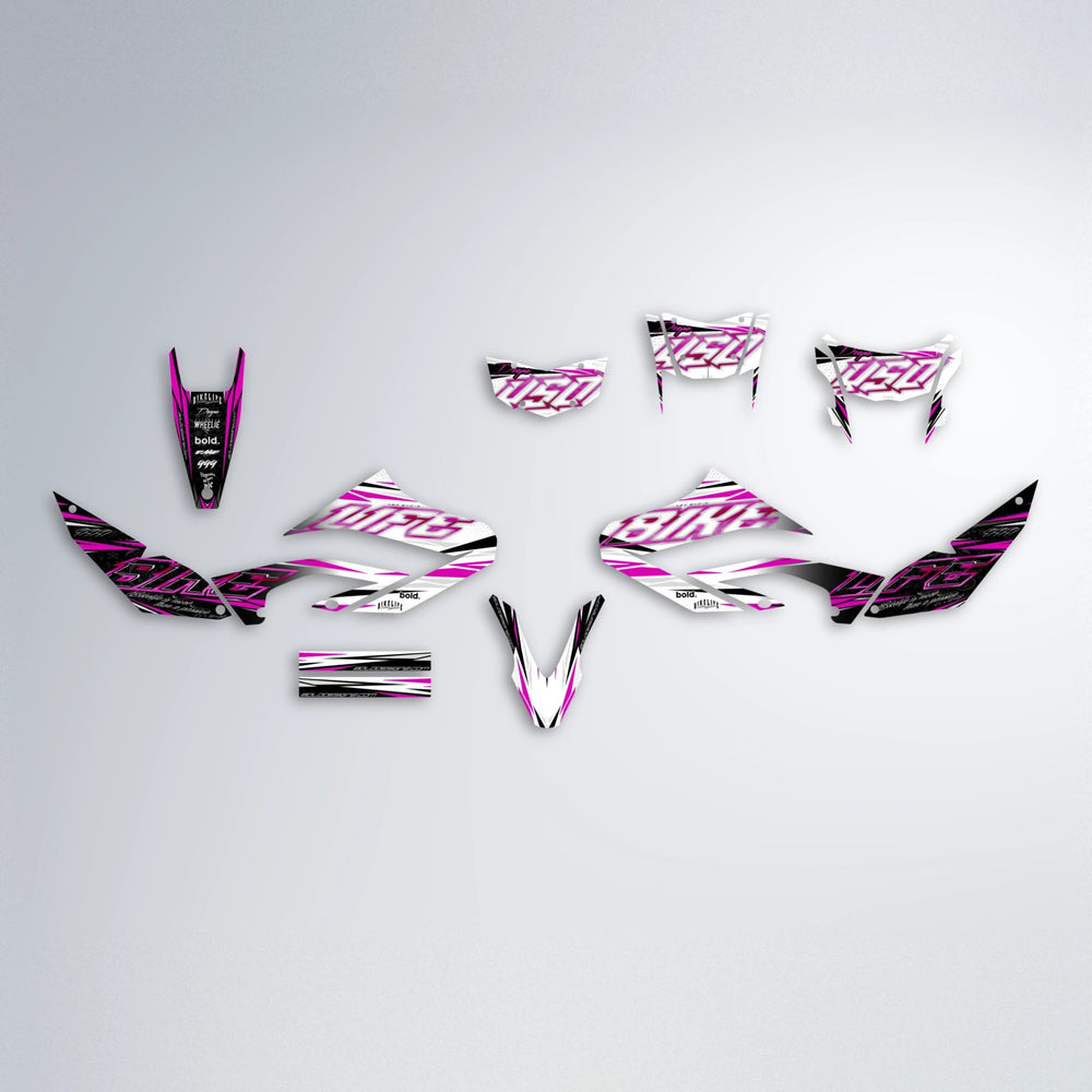 DEEPE V2 Yamaha WR 125X graphics kit parts layout in Pink
