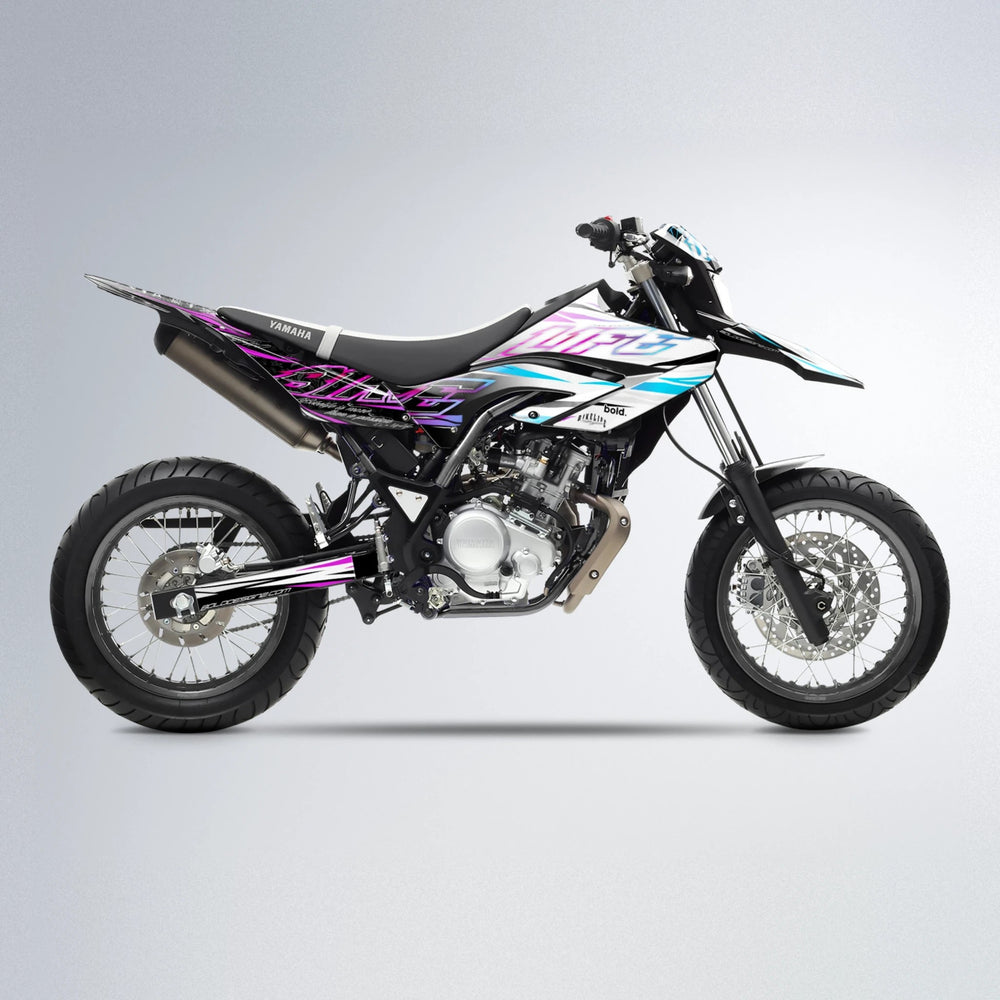 DEEPE V2 Yamaha WR 125X supermoto graphics kit in Pink & Light Blue