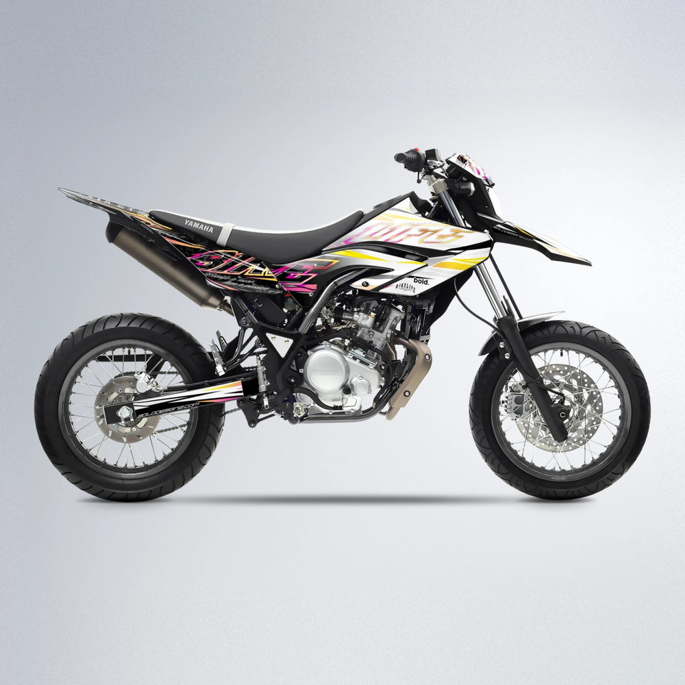 DEEPE V2 Yamaha WR 125X supermoto graphics kit in Pink & Yellow