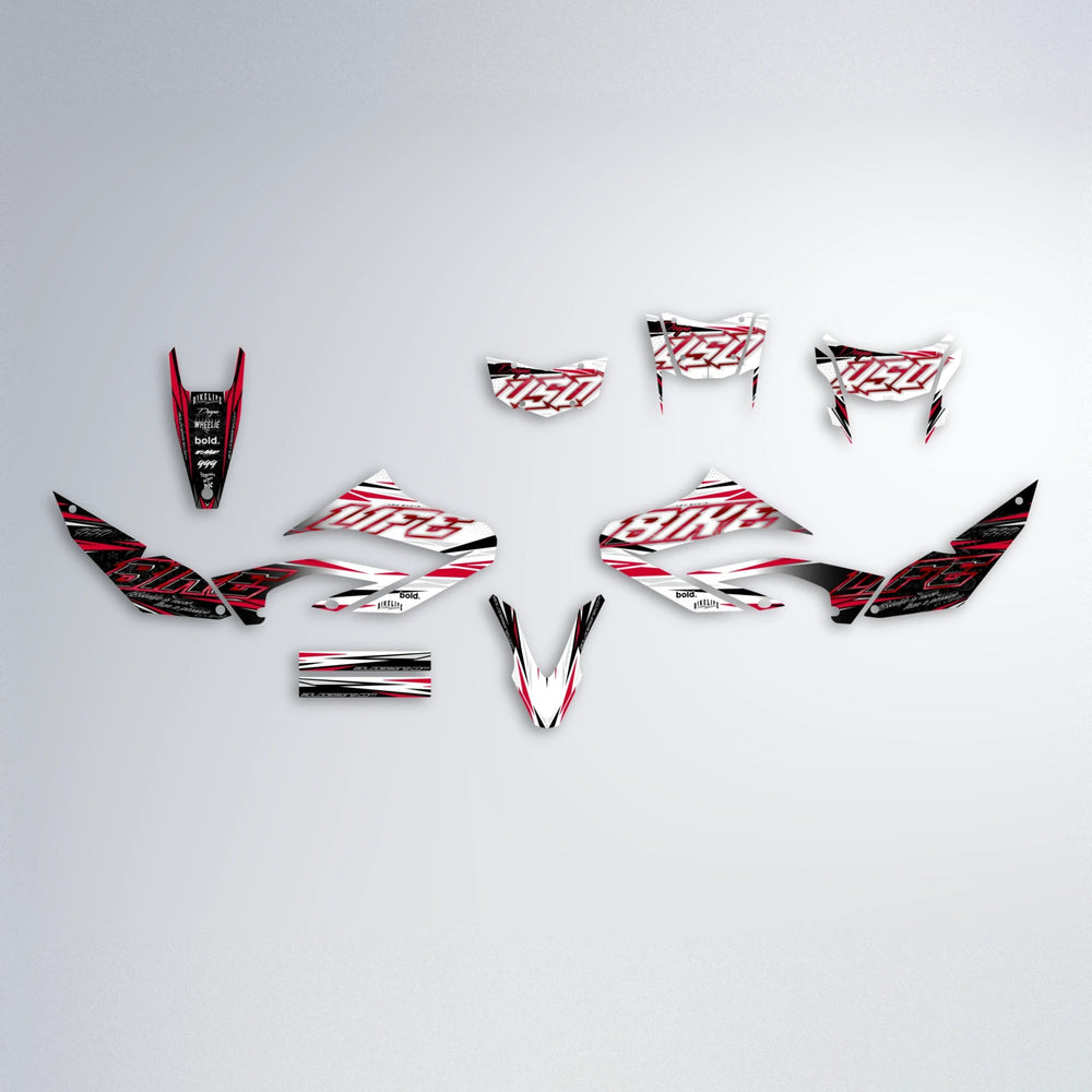 DEEPE V2 Yamaha WR 125X graphics kit parts layout in Red