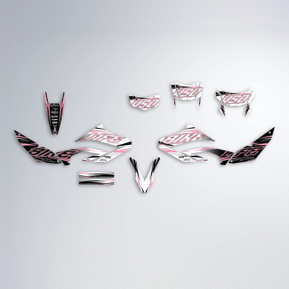 DEEPE V2 Yamaha WR 125X graphics kit parts layout in Sakura Pink
