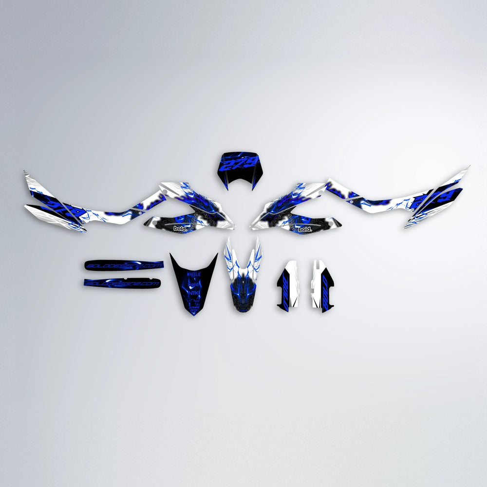 DERAGON Aprilia SX 125 graphics kit parts layout in Blue