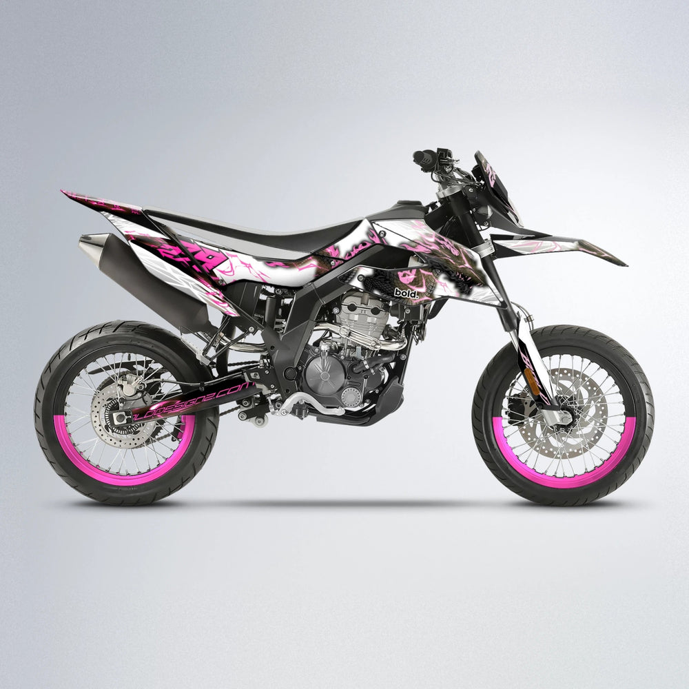 DERAGON Aprilia SX 125 supermoto graphics kit in Flamingo