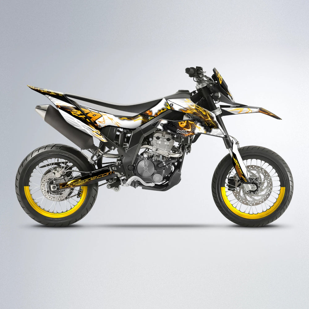 DERAGON Aprilia SX 125 supermoto graphics kit in Orange & Yellow