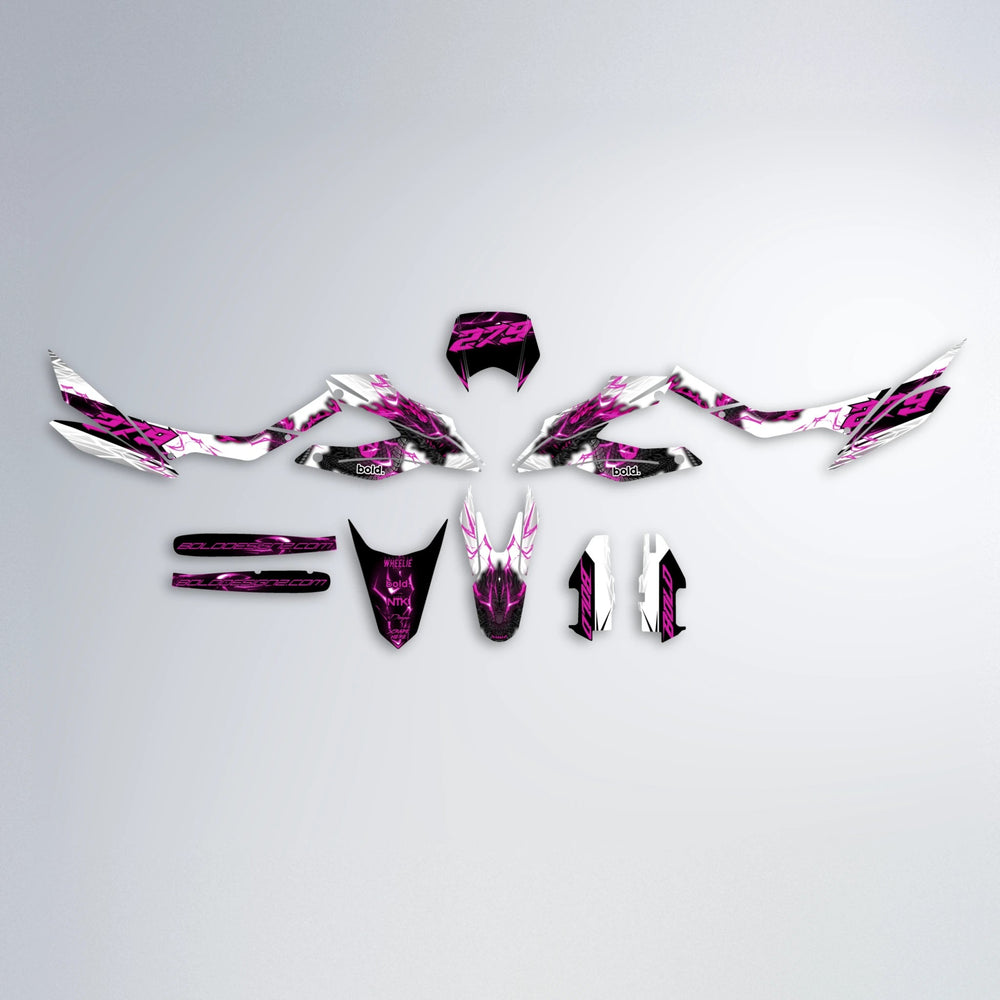 DERAGON Aprilia SX 125 graphics kit parts layout in Pink