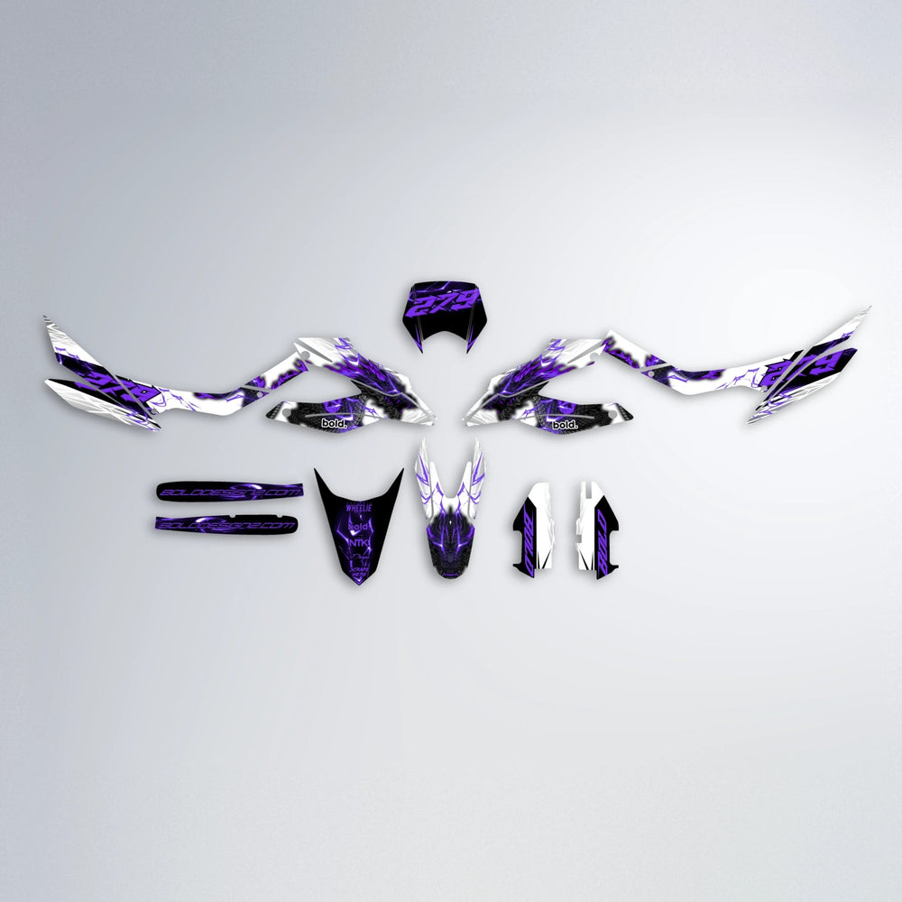 DERAGON Aprilia SX 125 graphics kit parts layout in Purple