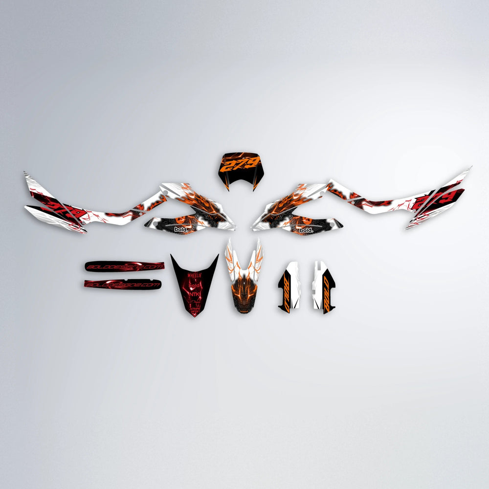 DERAGON Aprilia SX 125 graphics kit parts layout in Red & Orange