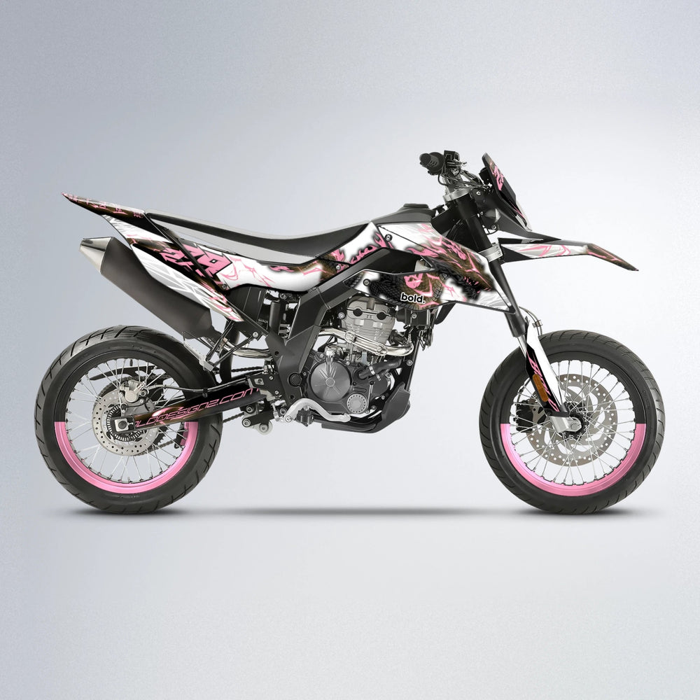 DERAGON Aprilia SX 125 supermoto graphics kit in Sakura Pink