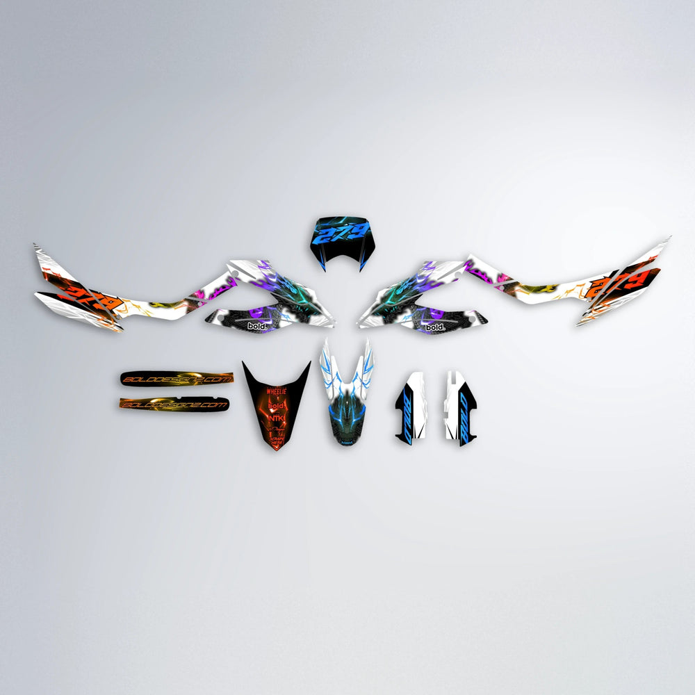 DERAGON Aprilia SX 125 graphics kit parts layout in Sunset Fade