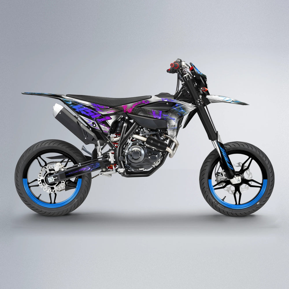 DERAGON Beta supermoto graphics kit in Blue Purple Fade