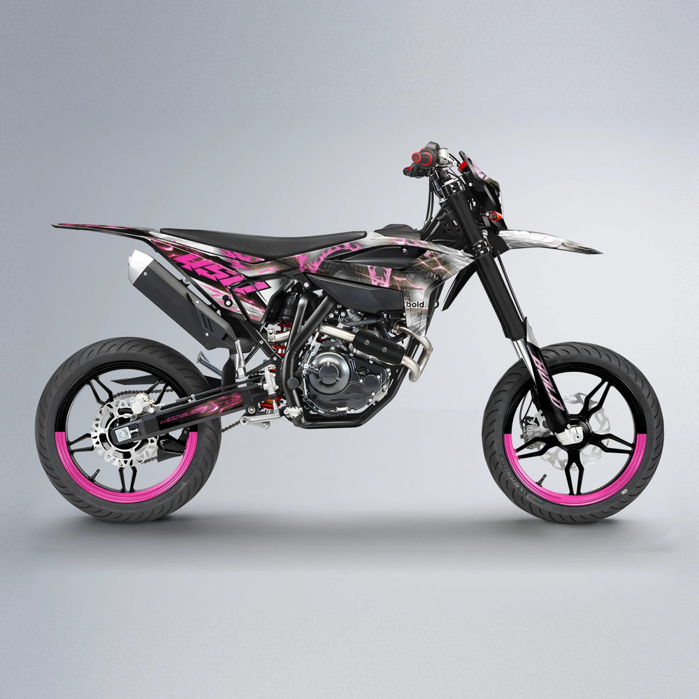 DERAGON Beta supermoto graphics kit in Flamingo